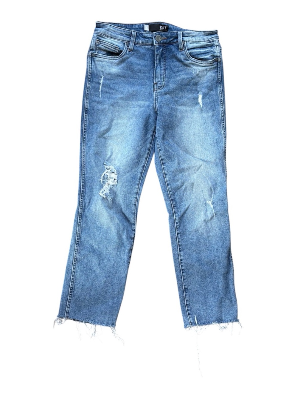 Kut from the Kloth Cropped Jeans Womens 8 Blue Denim Pants Distressed Light Wash